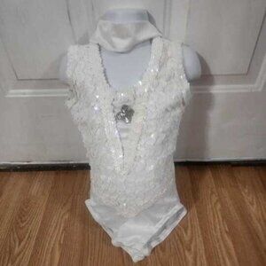 Elegant White Sequin Dance Costume